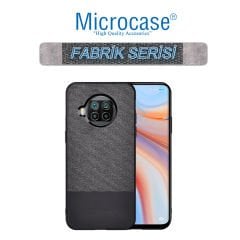 Microcase Xiaomi Mi 10T Lite Fabrik Serisi Kumaş ve Deri Desen Kılıf - Siyah