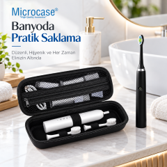 Microcase Şarjlı Diş Fırçaları için Askılıklı Seyahat Saklama Çantası Koruma Kabı Kutusu Siyah AL7018