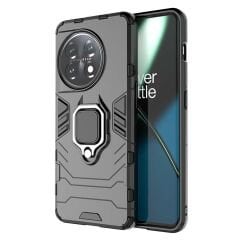Microcase OnePlus 11 Global Batman Serisi Yüzük Standlı Armor Kılıf - Siyah AL3349