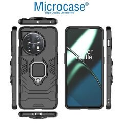 Microcase OnePlus 11 Global Batman Serisi Yüzük Standlı Armor Kılıf - Siyah AL3349