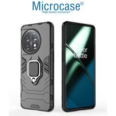 Microcase OnePlus 11 Global Batman Serisi Yüzük Standlı Armor Kılıf - Siyah AL3349