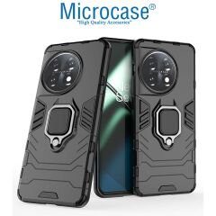 Microcase OnePlus 11 Global Batman Serisi Yüzük Standlı Armor Kılıf - Siyah AL3349