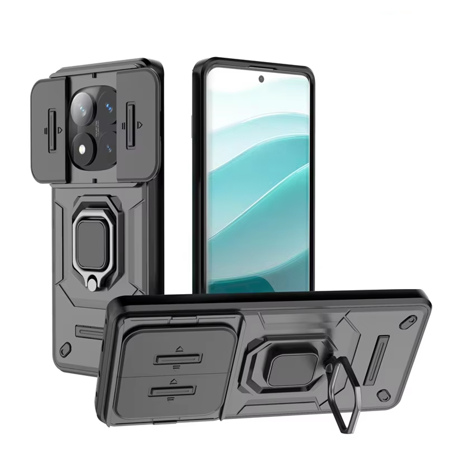 Microcase Xiaomi POCO M8 Pro / Redmi Note 15 Pro Plus 5G ile Uyumlu Kamera Kapaklı Manyetik Mıknatıslı Yüzük Standlı Kılıf-AL5128