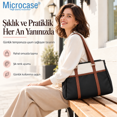 Microcase Termal Bölmeli Yemek ve Günlük Kullanım Çantası 15.4 İnch Laptop Uyumlu Kadın Omuz ve Kol Çantası AL7046