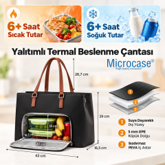 Microcase Termal Bölmeli Yemek ve Günlük Kullanım Çantası 15.4 İnch Laptop Uyumlu Kadın Omuz ve Kol Çantası AL7046