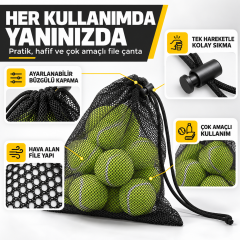 Microcase Spor Fitness Tenis Topu ve Malzemeleri Oyuncak Eşyalar için Fileli Büzgülü Çanta 3 Adet AL5686