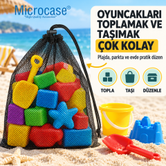 Microcase Spor Fitness Tenis Topu ve Malzemeleri Oyuncak Eşyalar için Fileli Büzgülü Çanta 3 Adet AL5686