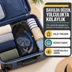 Microcase Spor Fitness Tenis Topu ve Malzemeleri Oyuncak Eşyalar için Fileli Büzgülü Çanta 3 Adet AL5686