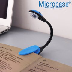 Microcase Mandallı Kitap Okuma Led Lamba Esnek Aydınlatma - AL2498 MAVİ