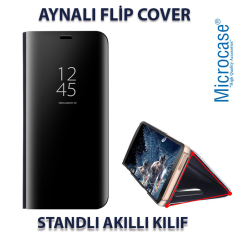 Microcase Galaxy S6 Aynalı Kapak Clear View FlipCover Kılıf-SİYAH