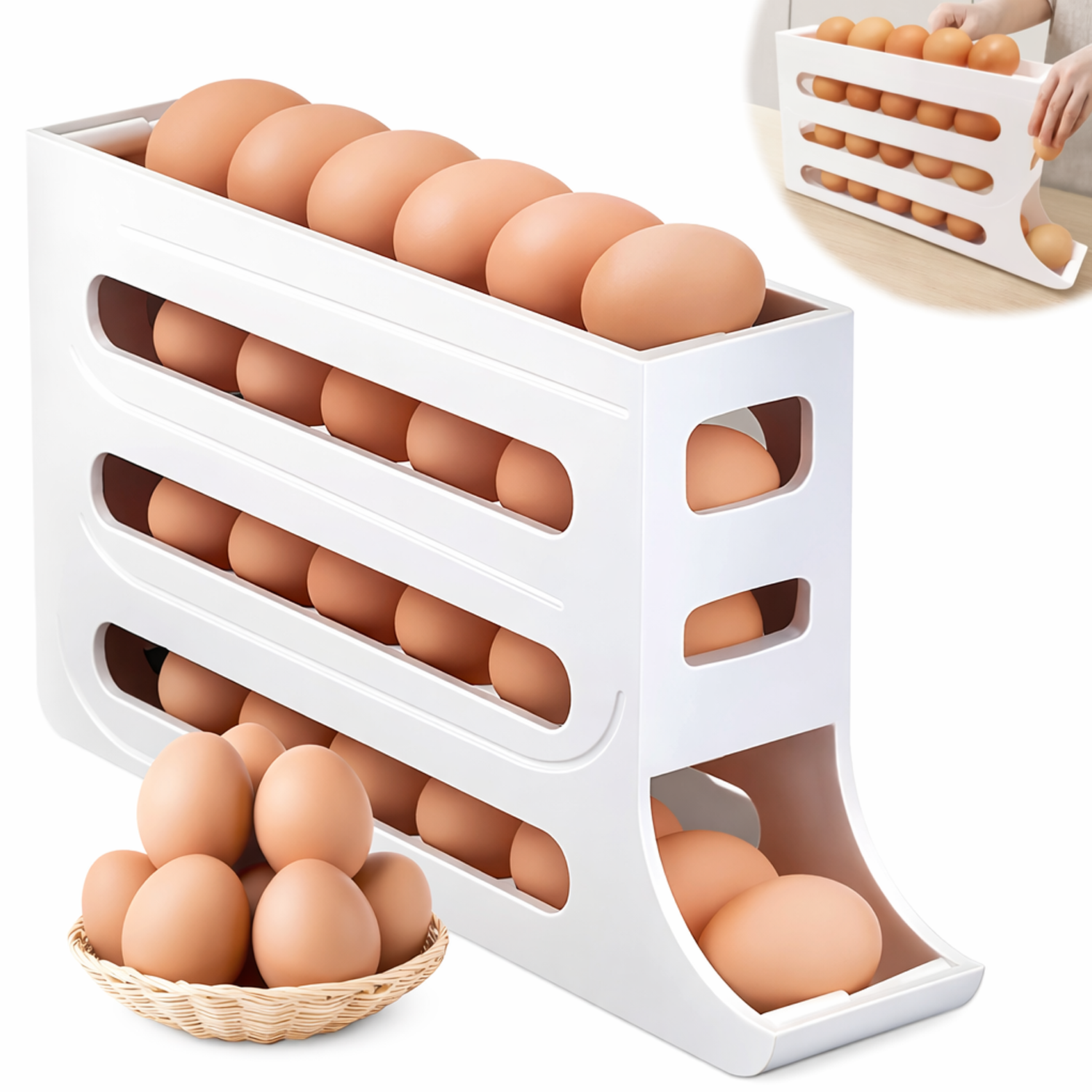 Microcase ABS Plastik Dolapiçi Yuvarlanır Tip Yumurta Organizer ve Standı AL54529