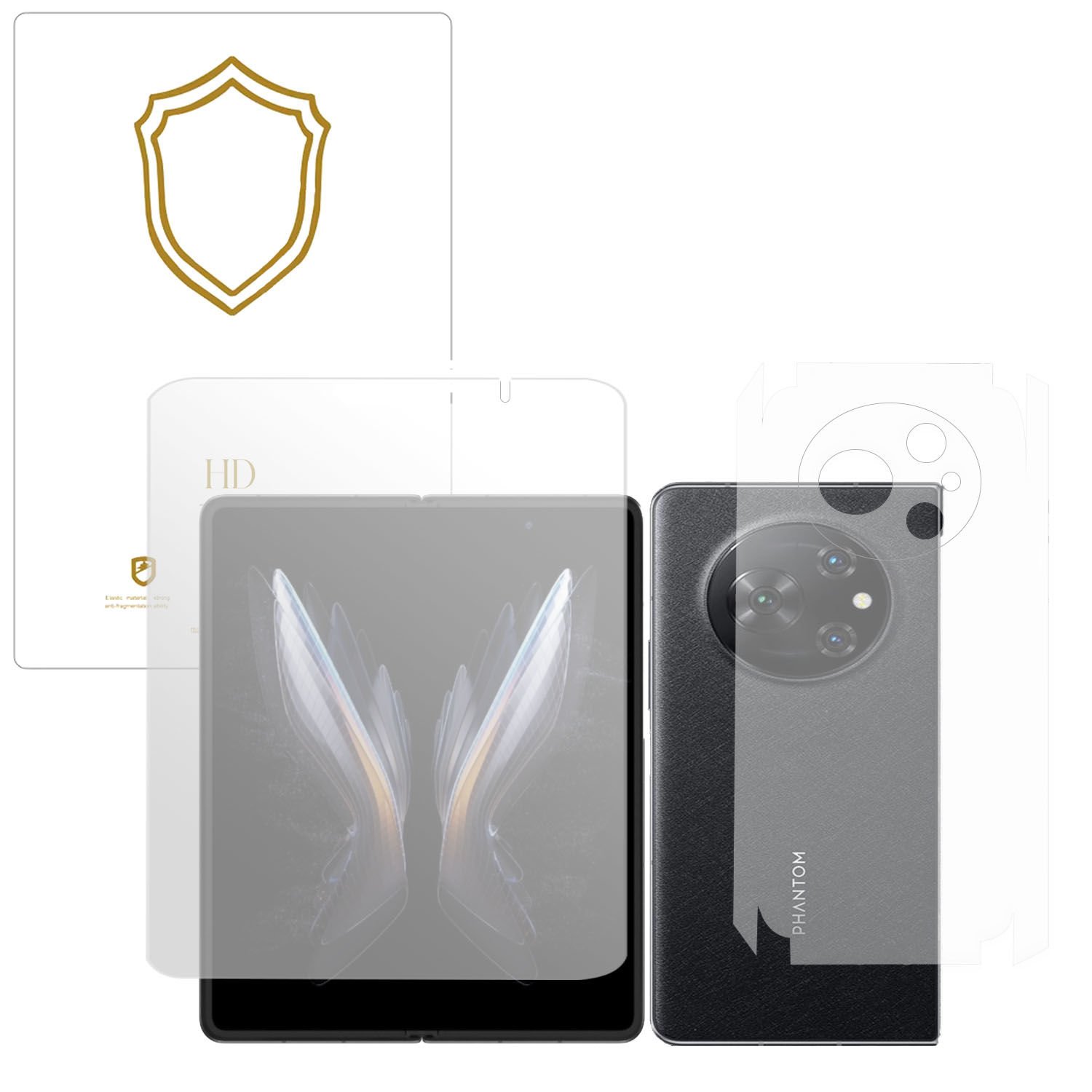Microcase Tecno  Phantom V Fold ile Uyumlu Full Tpu Ön Arka ve Yan 360 Nano Koruma- EKM116