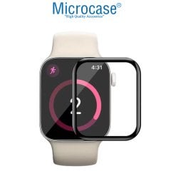 Microcase Apple Watch 7 41mm Tam Kaplayan Kavisli Ekran Koruyucu 3D Pet Film - Siyah