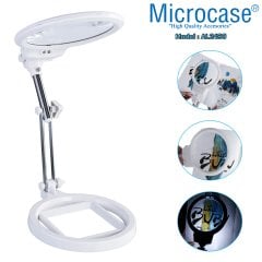 Microcase Masaüstü Ledli Aydınlatma 6X - 2X Büyütme Büyüteç 45 cm - Model No AL2490 BEYAZ