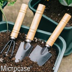 Microcase Ahşap Saplı Mini 3'lü Saksı Bahçe Toprak Tırmık Kürek Seti - AL4680