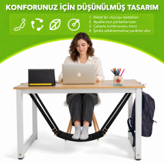 Microcase Ofis Ev Masa Kullanımına Uygun Masa Altı Ayak Hamağı Ayarlanabilir Kayışlı Ergonomik Ayak Dinlendirme Askısı Siyah AL7003