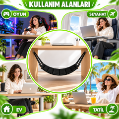 Microcase Ofis Ev Masa Kullanımına Uygun Masa Altı Ayak Hamağı Ayarlanabilir Kayışlı Ergonomik Ayak Dinlendirme Askısı Siyah AL7003