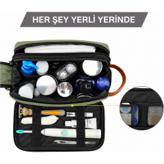Geniş Hacimli Erkek & Bayan Makyaj Çantası Banyo Malzeme Seyahat Organizer Çanta 10 x 17 x 27 cm AL7043