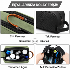 Geniş Hacimli Erkek & Bayan Makyaj Çantası Banyo Malzeme Seyahat Organizer Çanta 10 x 17 x 27 cm AL7043