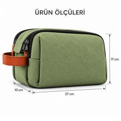 Geniş Hacimli Erkek & Bayan Makyaj Çantası Banyo Malzeme Seyahat Organizer Çanta 10 x 17 x 27 cm AL7043
