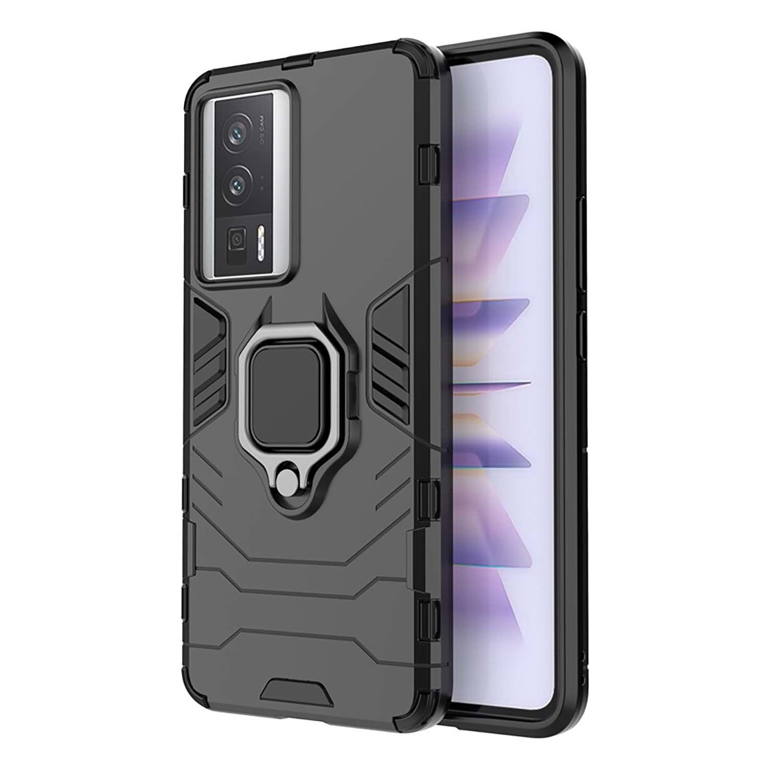 Microcase Xiaomi Redmi K60 / K60 Pro Batman Serisi Yüzük Standlı Armor Kılıf - Siyah AL3349