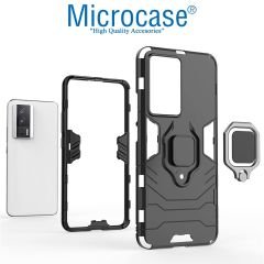 Microcase Xiaomi Redmi K60 / K60 Pro Batman Serisi Yüzük Standlı Armor Kılıf - Siyah AL3349