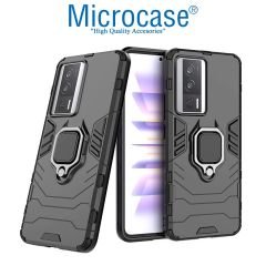 Microcase Xiaomi Redmi K60 / K60 Pro Batman Serisi Yüzük Standlı Armor Kılıf - Siyah AL3349