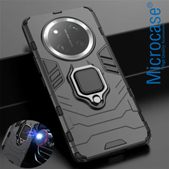 Microcase Huawei Honor Magic 7 Lite/Honor X60 Pro 5G/Honor X9C 5G ile Uyumlu Batman Serisi Yüzük Standlı Armor Kılıf - Siyah AL3349