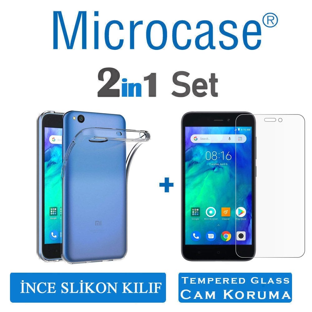 Microcase Xiaomi Redmi Go Ultra İnce 0.2 mm Soft Silikon Kılıf + Tempered Glass Cam Koruma (SEÇENEKLİ)