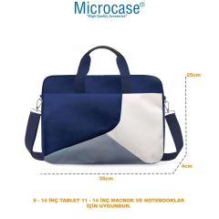 Microcase Vorcom Ultrapad 10.36 inch için Tablet Çantası 2 Bölmeli AL4228 Lacivert Gri Krem