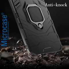 Microcase Samsung Galaxy S25 ile Uyumlu Batman Serisi Yüzük Standlı Armor Kılıf - Siyah AL3349