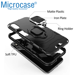 Microcase Samsung Galaxy S25 ile Uyumlu Batman Serisi Yüzük Standlı Armor Kılıf - Siyah AL3349