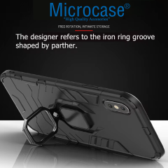 Microcase Samsung Galaxy S25 ile Uyumlu Batman Serisi Yüzük Standlı Armor Kılıf - Siyah AL3349