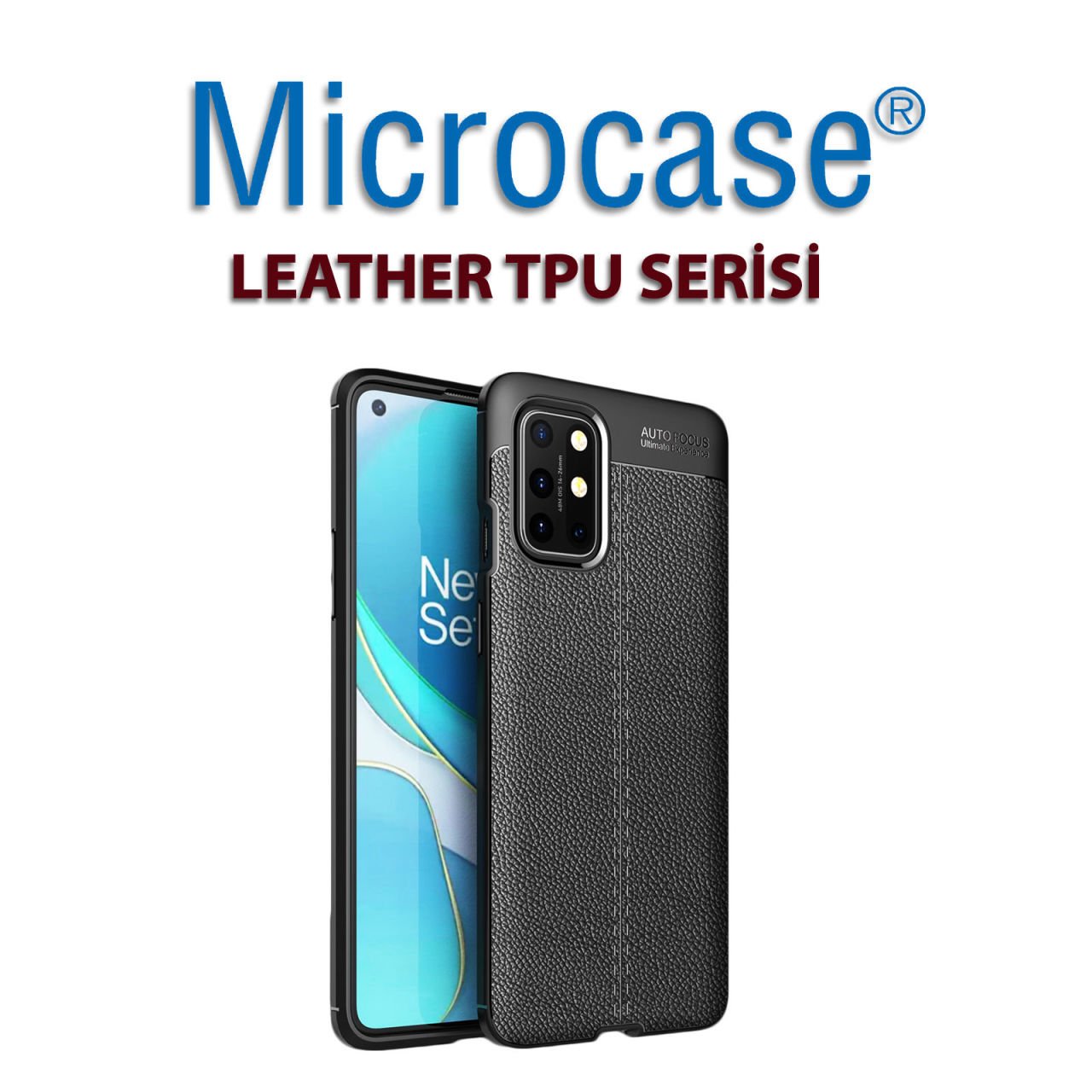 Microcase Oneplus 8T Leather Tpu Silikon Kılıf - Siyah