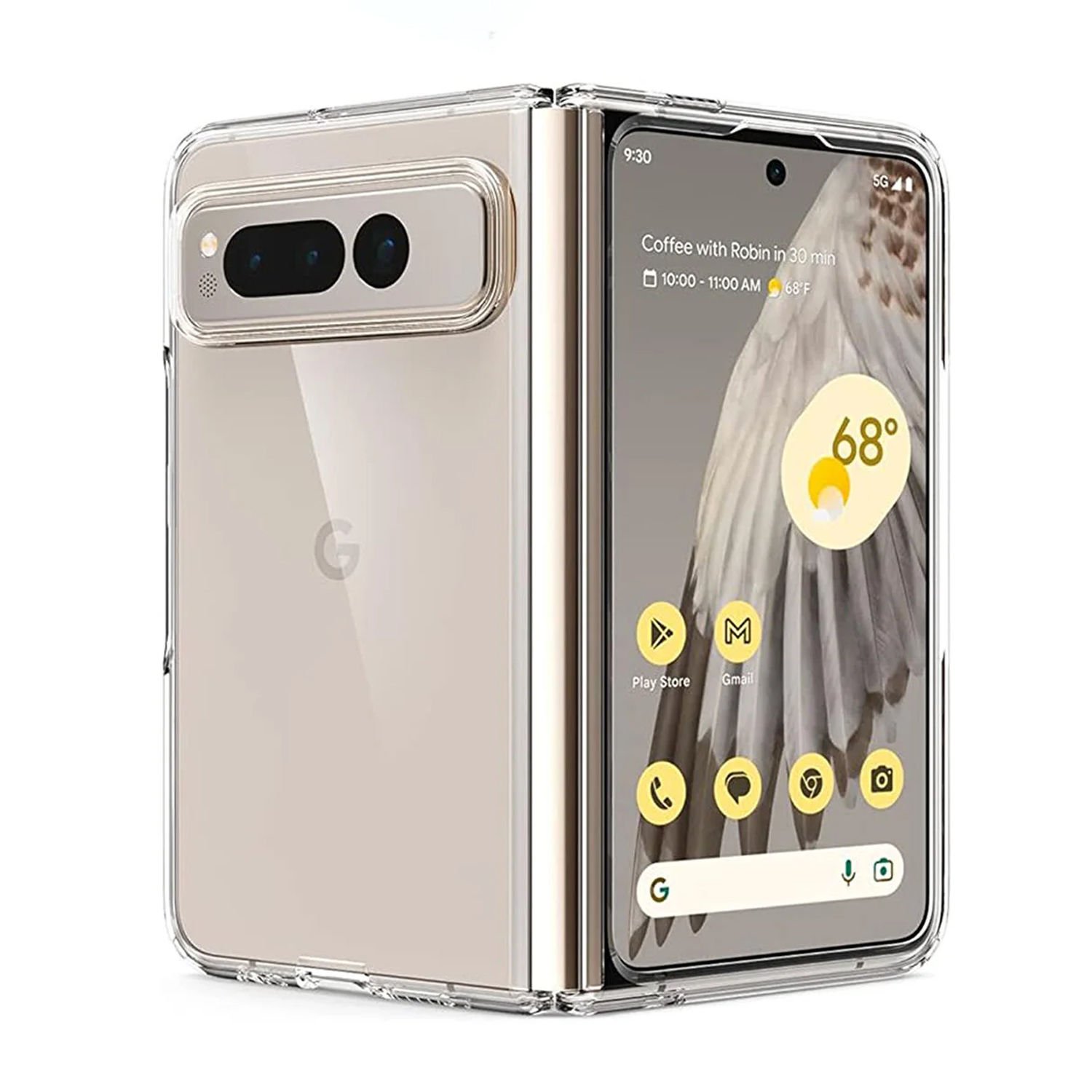 Microcase Google Pixel Fold Sert Kristal Kapak Kılıf - Şeffaf AL3157