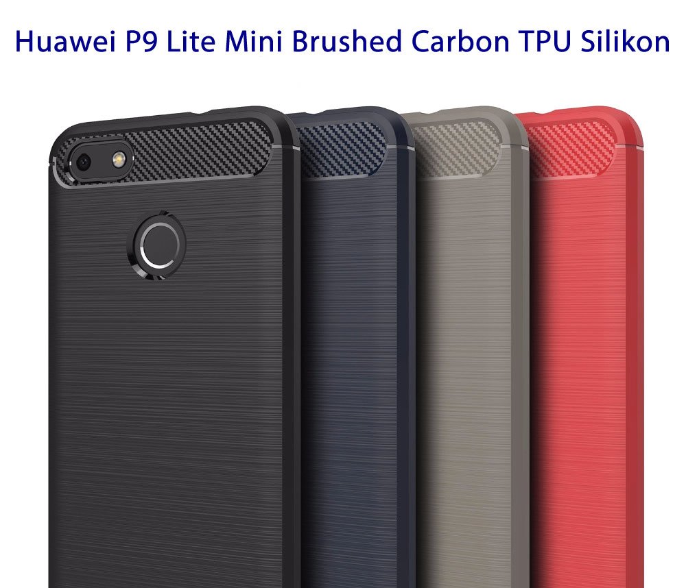Huawei P9 Lite Mini Brushed Carbon Fiber Silikon Kılıf + Nano Cam