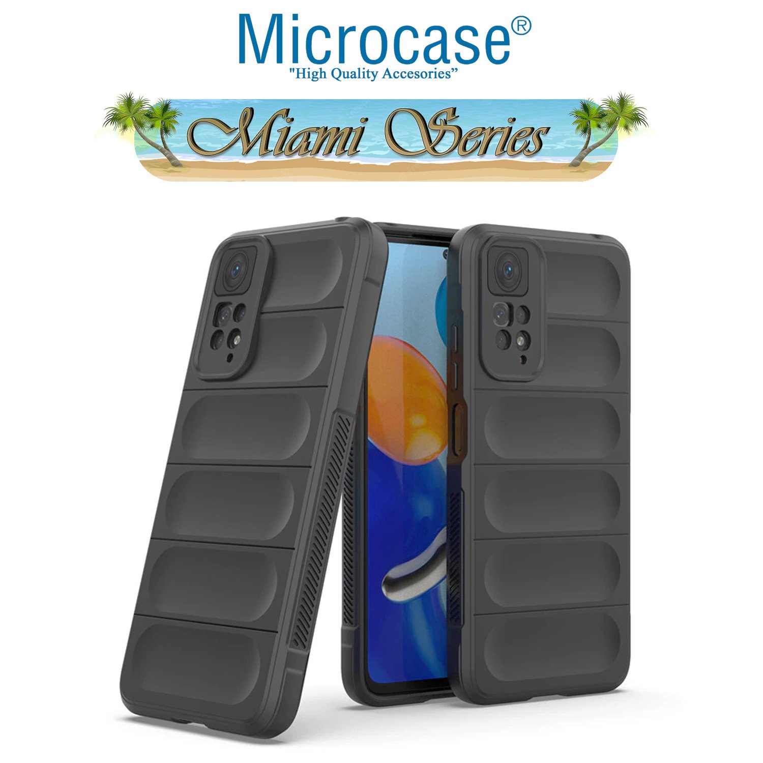 Microcase Xiaomi Poco M4 Pro 5G Miami Serisi Darbeye Dayanıklı Silikon Kılıf - Koyu Gri