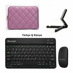 Microcase TCL Tab 11 Gen 2 Tablet için Çanta+Türkçe Bluetooth Klavye+Mouse+Tablet Standı-AL8124