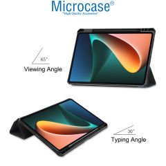 Microcase Xiaomi Pad 5 Kalem Koymalı Standlı Deri Kılıf -Siyah