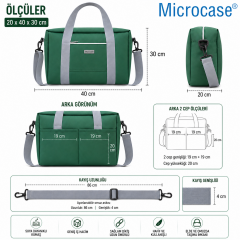 Microcase 4 Bölmeli Geniş Hacim Dayanıklı Spor Seyahat Malzeme Çantası X LARGE AL7024