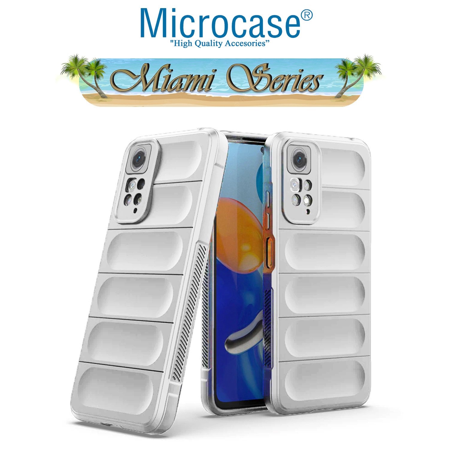 Microcase Xiaomi Poco M4 Pro 5G Miami Serisi Darbeye Dayanıklı Silikon Kılıf - Beyaz