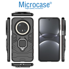 Microcase Huawei Mate 70 Pro ile Uyumlu Batman Serisi Yüzük Standlı Armor Kılıf - Siyah AL3349