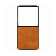 Microcase Samsung Galaxy Z Flip 8 için Deri Desenli Plastik Koruma Kılıf - AL3156