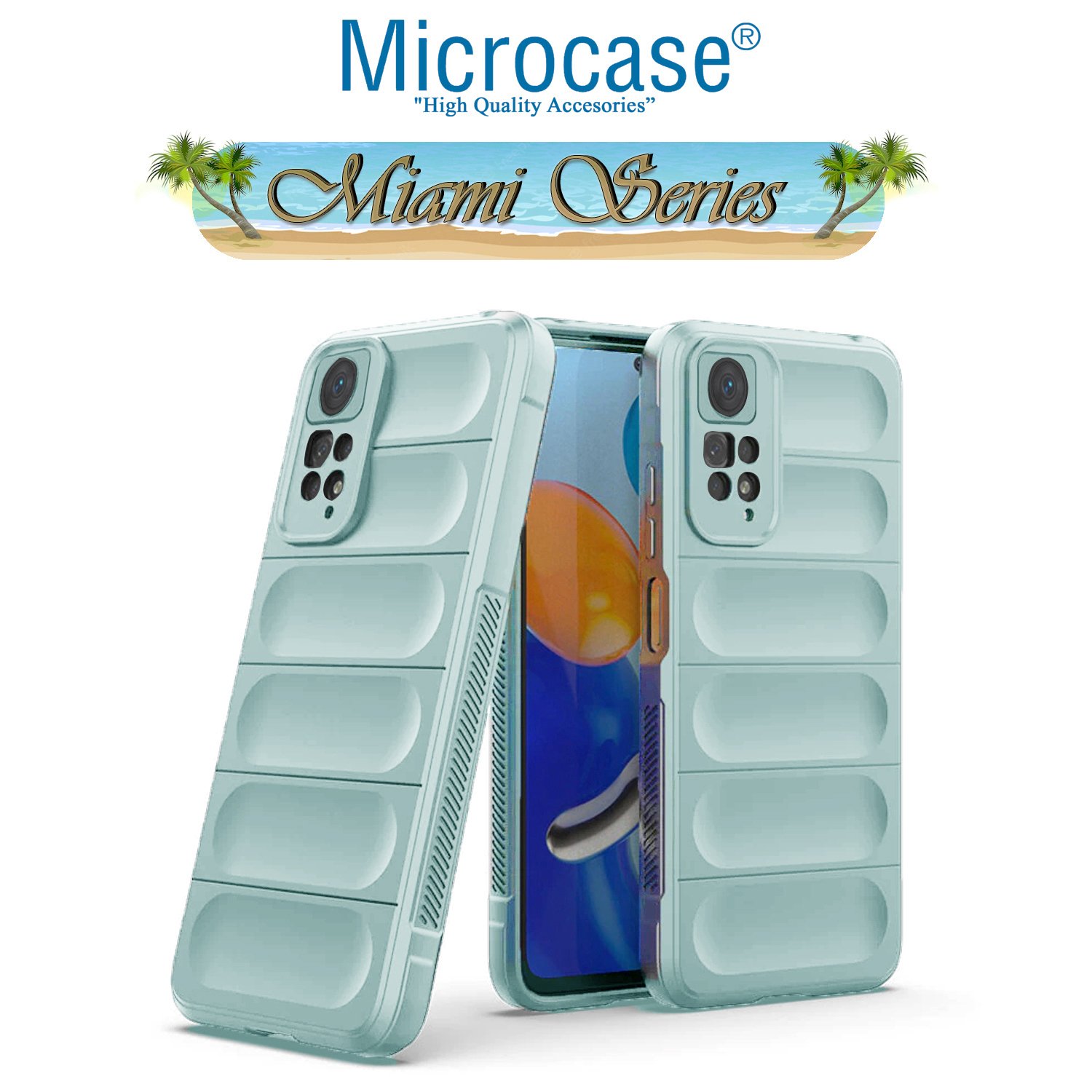 Microcase Xiaomi Poco M4 Pro 5G Miami Serisi Darbeye Dayanıklı Silikon Kılıf - Açık Mavi