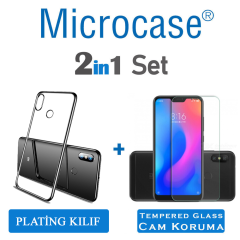 Microcase Redmi 6 Pro Plating Series Soft Silikon Kılıf-SİYAH+CAM