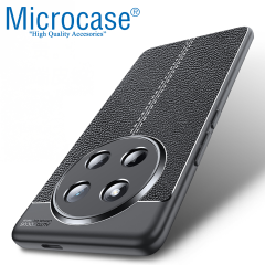 Microcase Huawei Honor Magic 7 Lite/Honor X60 Pro/Honor X9C 5G ile Uyumlu Leather Serisi Deri Efekt Silikon Kılıf - Siyah Al3337