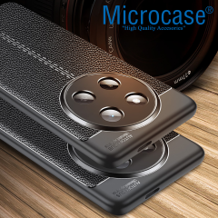 Microcase Huawei Honor Magic 7 Lite/Honor X60 Pro/Honor X9C 5G ile Uyumlu Leather Serisi Deri Efekt Silikon Kılıf - Siyah Al3337