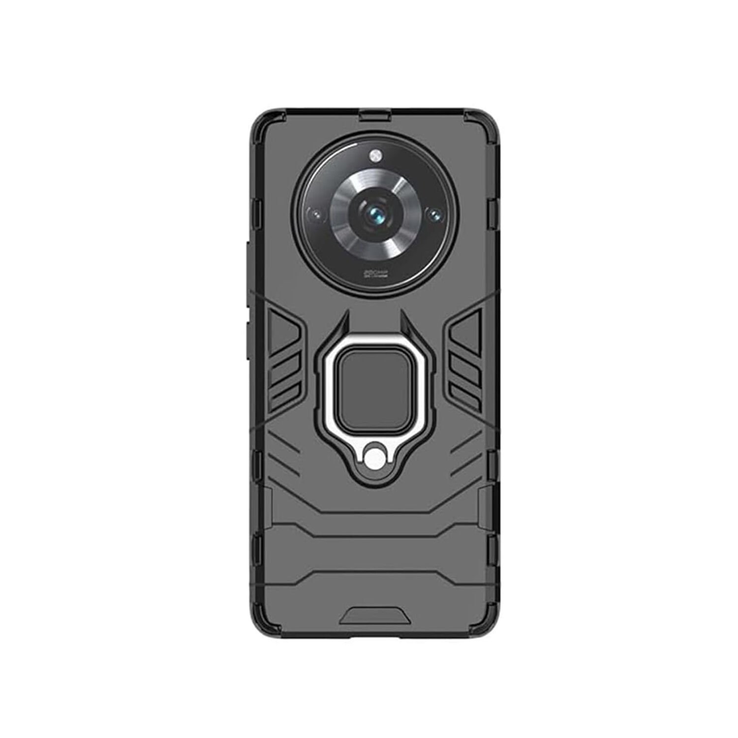 Microcase Realme 11 Pro 5G Batman Serisi Yüzük Standlı Armor Kılıf Siyah -AL3349