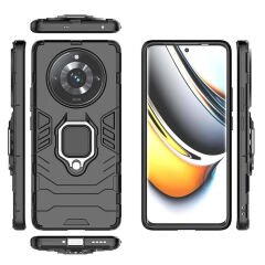 Microcase Realme 11 Pro 5G Batman Serisi Yüzük Standlı Armor Kılıf Siyah -AL3349