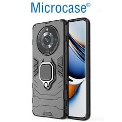 Microcase Realme 11 Pro 5G Batman Serisi Yüzük Standlı Armor Kılıf Siyah -AL3349